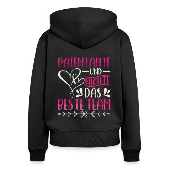 Patentante und Nichte Beste Team Taufpatin - Frauen Premium Bio Zip Hoodie - Schwarz - Hinten - Julia (174cm)