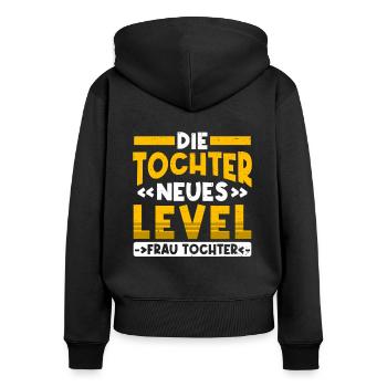 Neues Level Frau Tochter Jugendweihe - Frauen Premium Bio Zip Hoodie - Schwarz - Hinten - Julia (174cm)