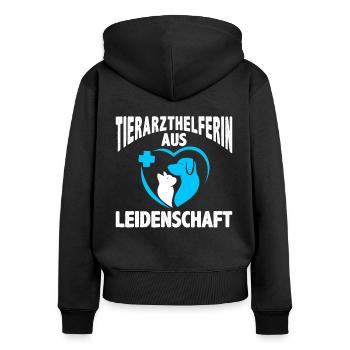 Tierarzthelferin aus Leidenschaft Veterinär TFA - Frauen Premium Bio Zip Hoodie - Schwarz - Hinten - Julia (174cm)