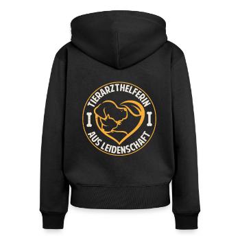Tierarzthelferin aus Leidenschaft Veterinär TFA - Frauen Premium Bio Zip Hoodie - Schwarz - Hinten - Julia (174cm)