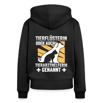 Tierflüsterin oder Tierarzthelferin TFA Veterinär - Frauen Premium Bio Zip Hoodie - Schwarz - Hinten - Julia (174cm)