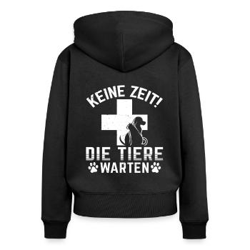 Tierarzthelferin keine Zeit die Tiere warten TFA - Frauen Premium Bio Zip Hoodie - Schwarz - Hinten - Julia (174cm)