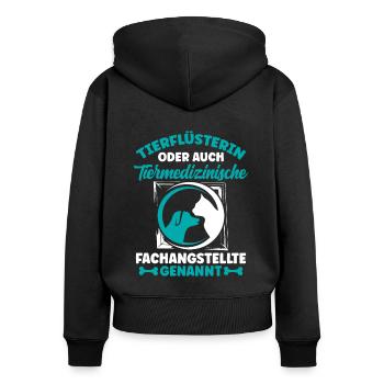 Tierflüsterin oder Tierarzthelferin TFA Veterinär - Frauen Premium Bio Zip Hoodie - Schwarz - Hinten - Julia (174cm)