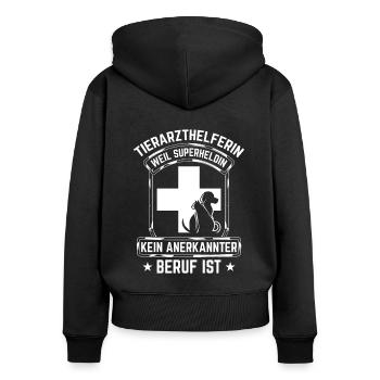 Tierarzthelferin Superheld nicht anerkannt TFA - Frauen Premium Bio Zip Hoodie - Schwarz - Hinten - Julia (174cm)