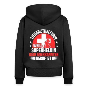 Tierarzthelferin Superheld nicht anerkannt TFA - Frauen Premium Bio Zip Hoodie - Schwarz - Hinten - Julia (174cm)