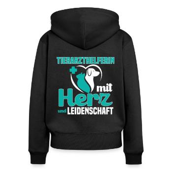 Tierarzthelferin mit Herz und Leidenschaft TFA - Frauen Premium Bio Zip Hoodie - Schwarz - Hinten - Julia (174cm)