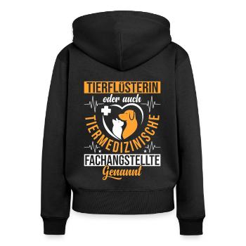Tierflüsterin oder Tierarzthelferin TFA Veterinär - Frauen Premium Bio Zip Hoodie - Schwarz - Hinten - Julia (174cm)