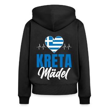 Kreta Mädel Griechenland Urlaub Herzschlag - Frauen Premium Bio Zip Hoodie - Schwarz - Hinten - Julia (174cm)