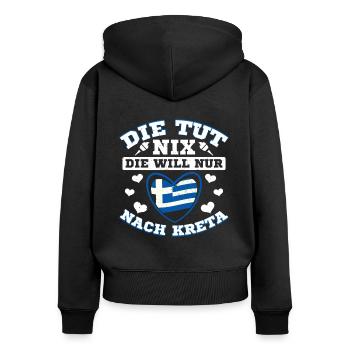 Kreta die tut nix Griechenland Urlaub - Frauen Premium Bio Zip Hoodie - Schwarz - Hinten - Julia (174cm)