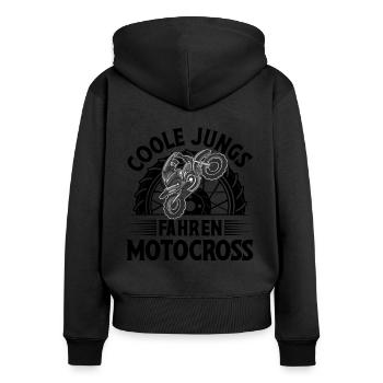 Motocross - Frauen Premium Bio Zip Hoodie - Schwarz - Hinten - Julia (174cm)