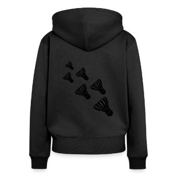 Badminton - Frauen Premium Bio Zip Hoodie - Schwarz - Hinten - Julia (174cm)