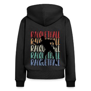 Joueur de racquetball - Sweat à capuche zippé Premium bio Femme - noir - Dos - Julia (174cm)