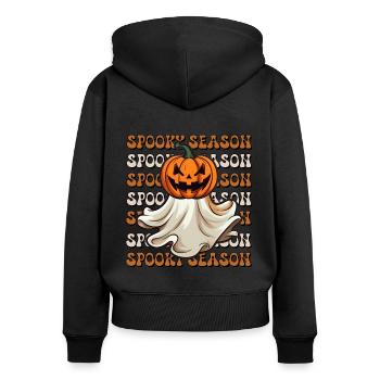 Halloween Spooky Season - Frauen Premium Bio Zip Hoodie - Schwarz - Hinten - Julia (174cm)