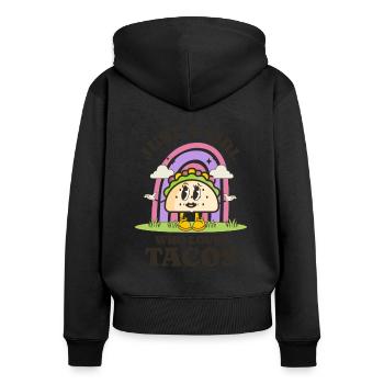 Taco - Frauen Premium Bio Zip Hoodie - Schwarz - Hinten - Julia (174cm)