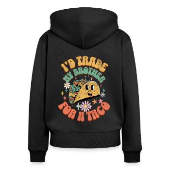 Taco Tacos Cuisine mexicaine - Sweat à capuche zippé Premium bio Femme - noir - Dos - Julia (174cm)