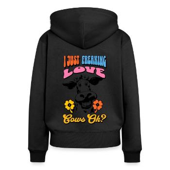 Vache Vaches - Sweat à capuche zippé Premium bio Femme - noir - Dos - Julia (174cm)