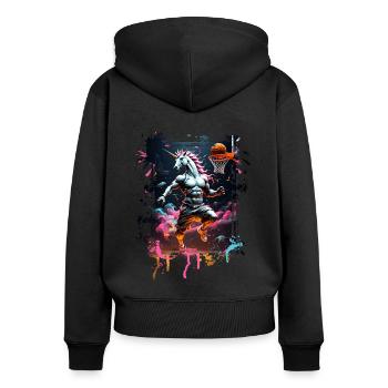 Basketball Unicorn Graffiti Splash - Women's Premium Organic Zip Hoodie - black - Back - Julia (174cm)