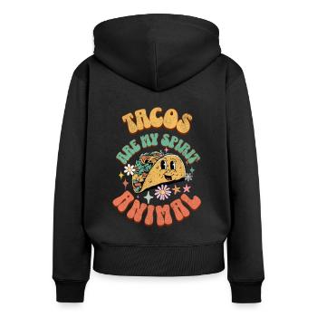 Taco - Frauen Premium Bio Zip Hoodie - Schwarz - Hinten - Julia (174cm)