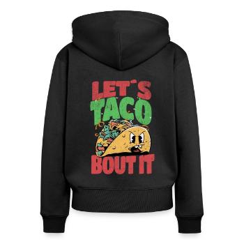 Taco - Frauen Premium Bio Zip Hoodie - Schwarz - Hinten - Julia (174cm)