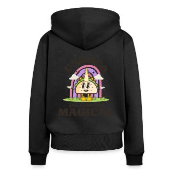 Taco - Frauen Premium Bio Zip Hoodie - Schwarz - Hinten - Julia (174cm)