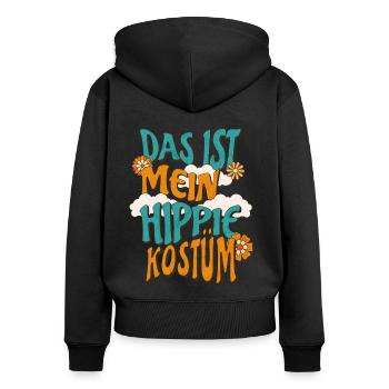 Hippie Kostüm - Frauen Premium Bio Zip Hoodie - Schwarz - Hinten - Julia (174cm)