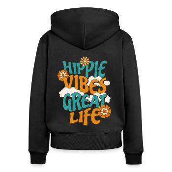 Hippie Vibes - Women's Premium Organic Zip Hoodie - black - Back - Julia (174cm)