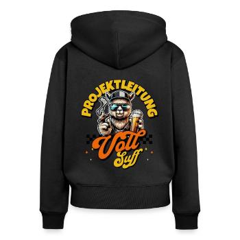Projektleitung vollsuff Party Bier - Frauen Premium Bio Zip Hoodie - Schwarz - Hinten - Julia (174cm)