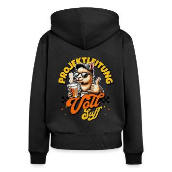 Projektleitung vollsuff Bier Saufen - Frauen Premium Bio Zip Hoodie - Schwarz - Hinten - Julia (174cm)