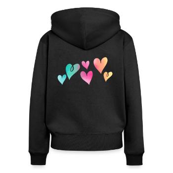 Coeurs - Sweat à capuche zippé Premium bio Femme - noir - Dos - Julia (174cm)