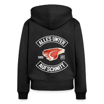 Steak Fleischliebhaber - Frauen Premium Bio Zip Hoodie - Schwarz - Hinten - Julia (174cm)