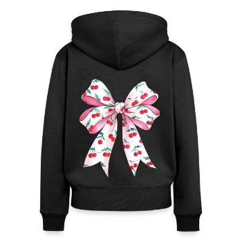 Cherries Pretty Woman Coquette - Women's Premium Organic Zip Hoodie - black - Back - Julia (174cm)