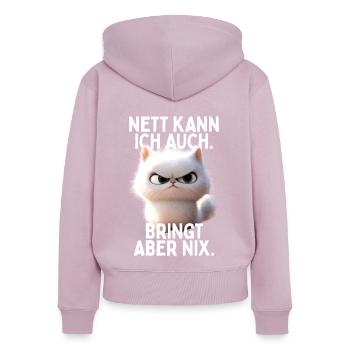 Nett Kann Ich Auch Bringt Aber Nix Büro Katzen - Frauen Premium Bio Zip Hoodie - Altrosa - Hinten - Julia (174cm)