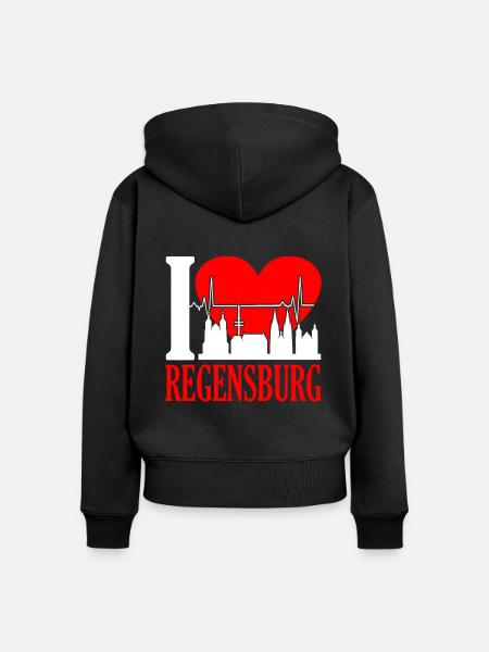 Regensburg - Frauen Premium Bio Zip Hoodie - Schwarz
