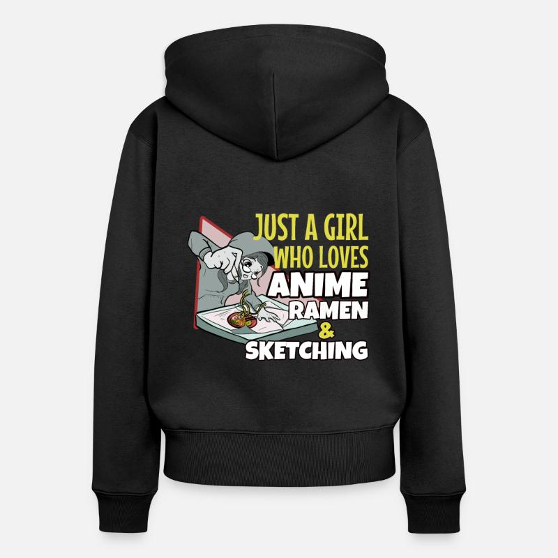 Anime - Sweat à capuche zippé Premium bio Femme - noir