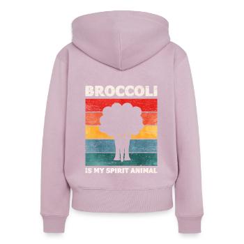 Brocolis - Sweat à capuche zippé Premium bio Femme - rose poudré - Dos - Julia (174cm)