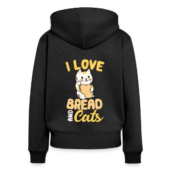 Katzen Und Brot - Frauen Premium Bio Zip Hoodie - Schwarz - Hinten - Julia (174cm)