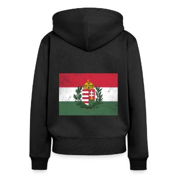 Ungarn - Frauen Premium Bio Zip Hoodie - Schwarz - Hinten - Julia (174cm)