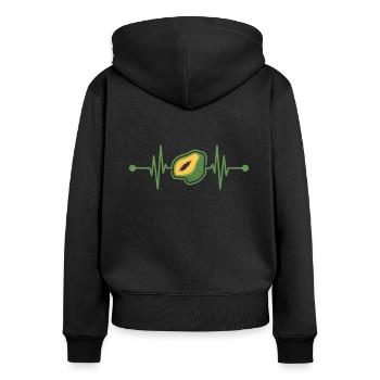 Papaya - Frauen Premium Bio Zip Hoodie - Schwarz - Hinten - Julia (174cm)