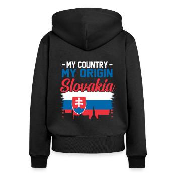 Slowakei - Frauen Premium Bio Zip Hoodie - Schwarz - Hinten - Julia (174cm)