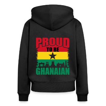 Ghana - Sweat à capuche zippé Premium bio Femme - noir - Dos - Julia (174cm)