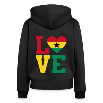 Ghana - Sweat à capuche zippé Premium bio Femme - noir - Dos - Julia (174cm)