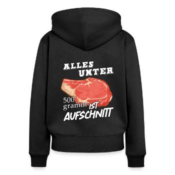 Fleisch - Frauen Premium Bio Zip Hoodie - Schwarz - Hinten - Julia (174cm)