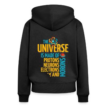 Wissenschaft - Frauen Premium Bio Zip Hoodie - Schwarz - Hinten - Julia (174cm)