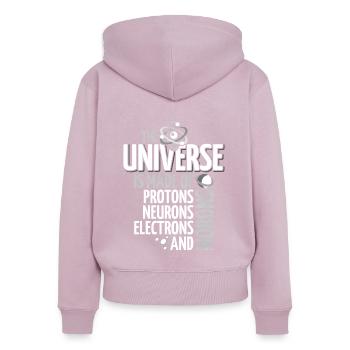 Wissenschaft - Frauen Premium Bio Zip Hoodie - Altrosa - Hinten - Julia (174cm)