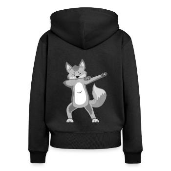 Polar fox - Women's Premium Organic Zip Hoodie - black - Back - Julia (174cm)
