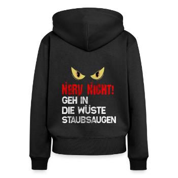 Lustiger Spruch - Frauen Premium Bio Zip Hoodie - Schwarz - Hinten - Julia (174cm)