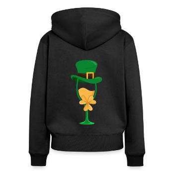 Amateurs de vin Vin Saint Patrick - Sweat à capuche zippé Premium bio Femme - noir - Dos - Julia (174cm)