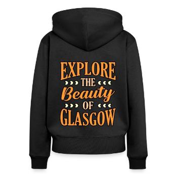 Découvrez le cadeau de Beauty Glasgow - Sweat à capuche zippé Premium bio Femme - noir - Dos - Julia (174cm)