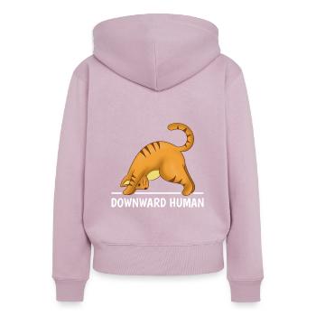 Chat de yoga - Sweat à capuche zippé Premium bio Femme - rose poudré - Dos - Julia (174cm)