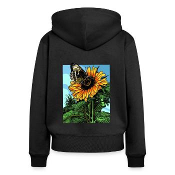 Schmetterlings sonnenblume geschenk - Frauen Premium Bio Zip Hoodie - Schwarz - Hinten - Julia (174cm)